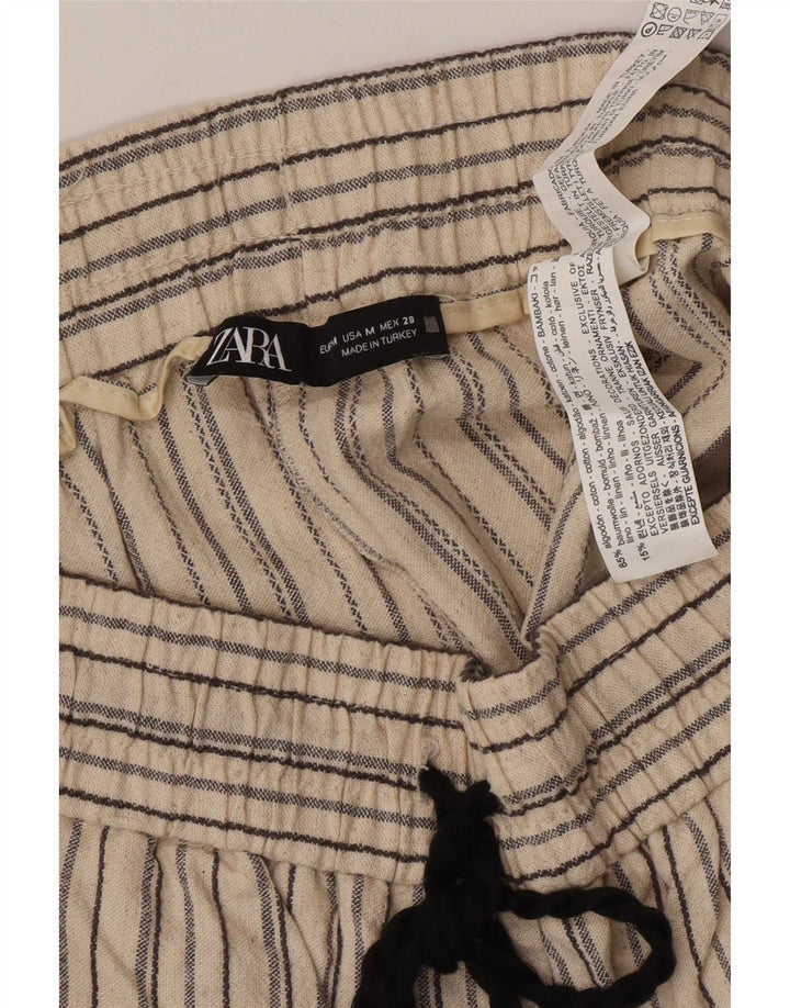 Pantaloni scurți chino pentru femei Zara Medium W28, bumbac cu dungi bej