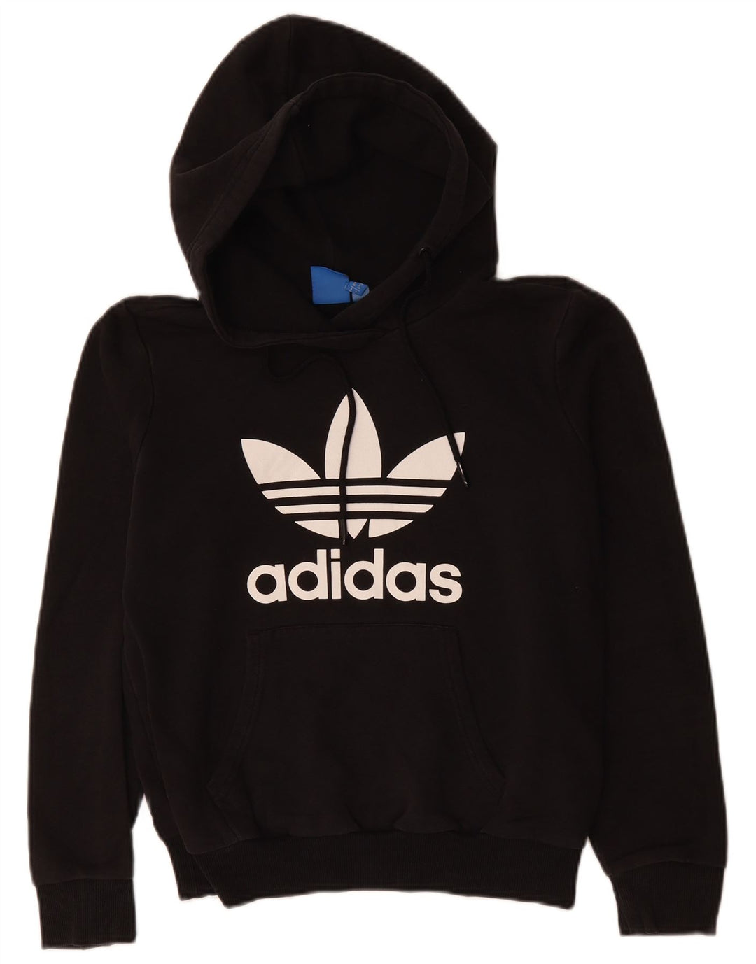 ADIDAS Pulover supradimensionat cu glugă grafic pentru femei UK 10 Poliester negru mic