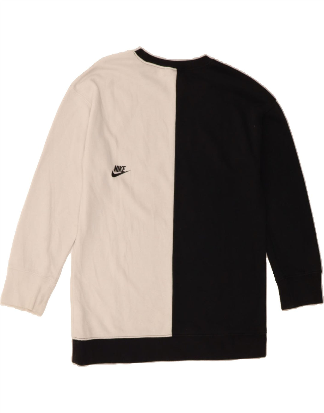 NIKE Womens Graphic Sweatshirt Jumper UK 12 Medium Black Colourblock Vintage Nike and Second-Hand Nike from Messina Hembry 