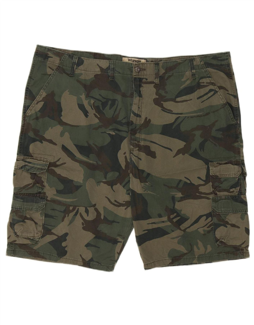 WRANGLER Mens Cargo Shorts W46 3XL Green Camouflage Cotton