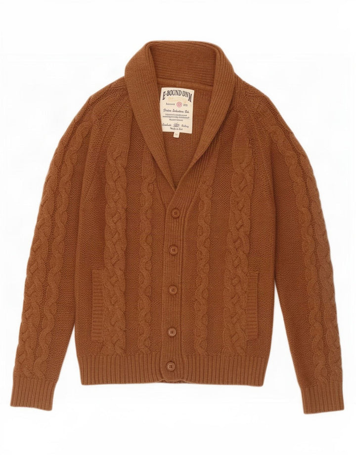 Cardigan vintage pentru bărbați, maro mediu, poliacrilic