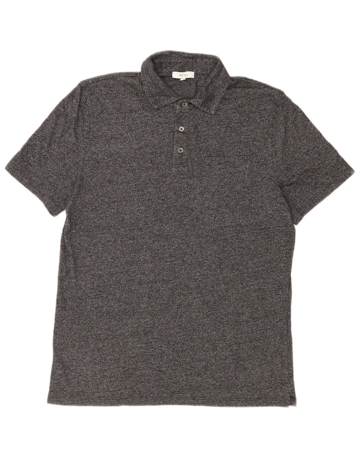 Tricou polo Reiss pentru bărbați, bumbac cu pete gri mediu