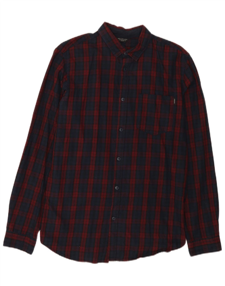Cămașă de flanel Jack & Jones pentru bărbați, bumbac cu carouri, albastru bleumarin mediu