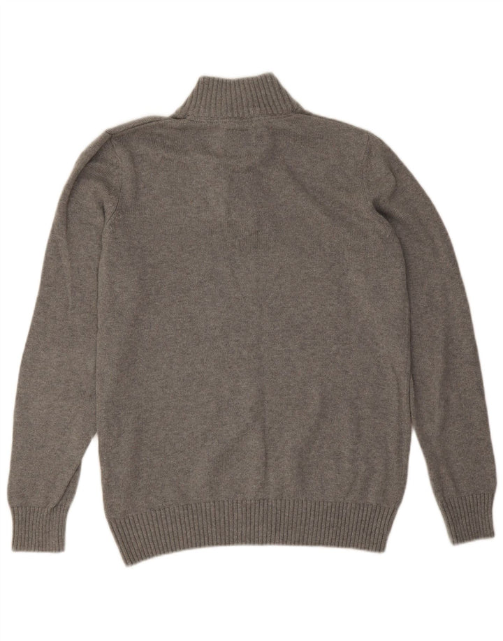 Crew Clothing Pulover pentru bărbați cu gât cu nasturi Pulover mare, gri, bumbac