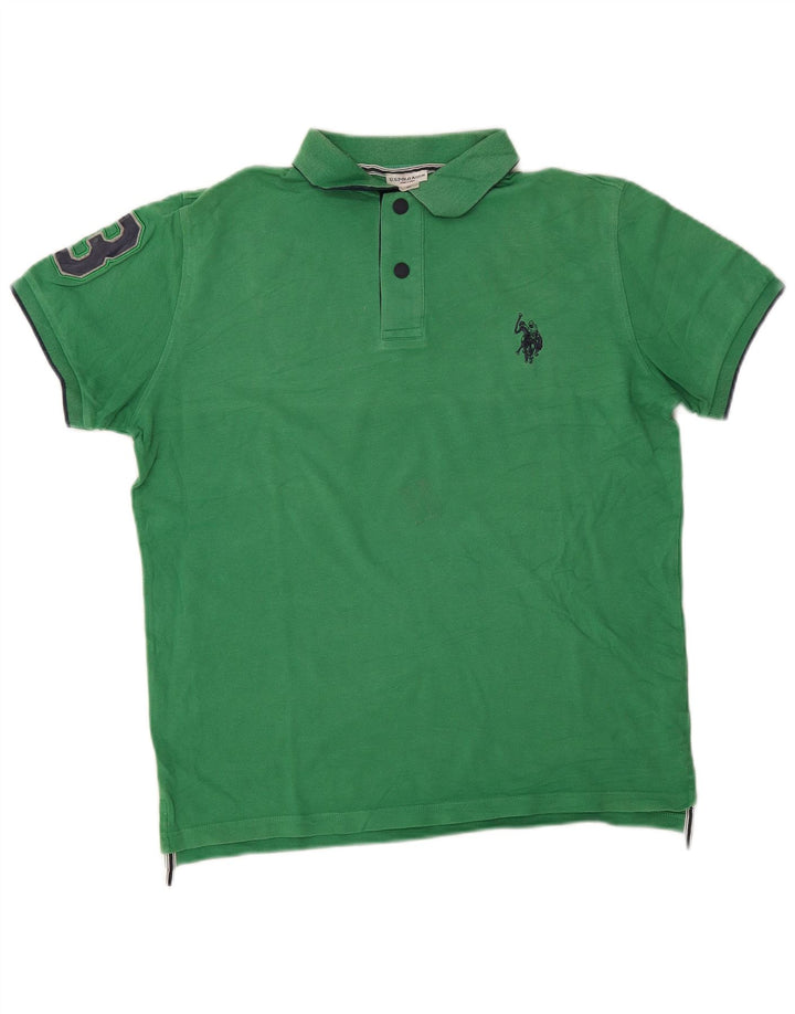 U.S. Polo Assn. Cămașă grafică pentru bărbați, bumbac verde mediu