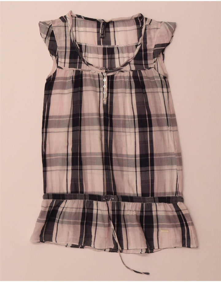 Bluză cu tunică WOOLRICH pentru femei, UK 6 XS, bumbac cu check alb