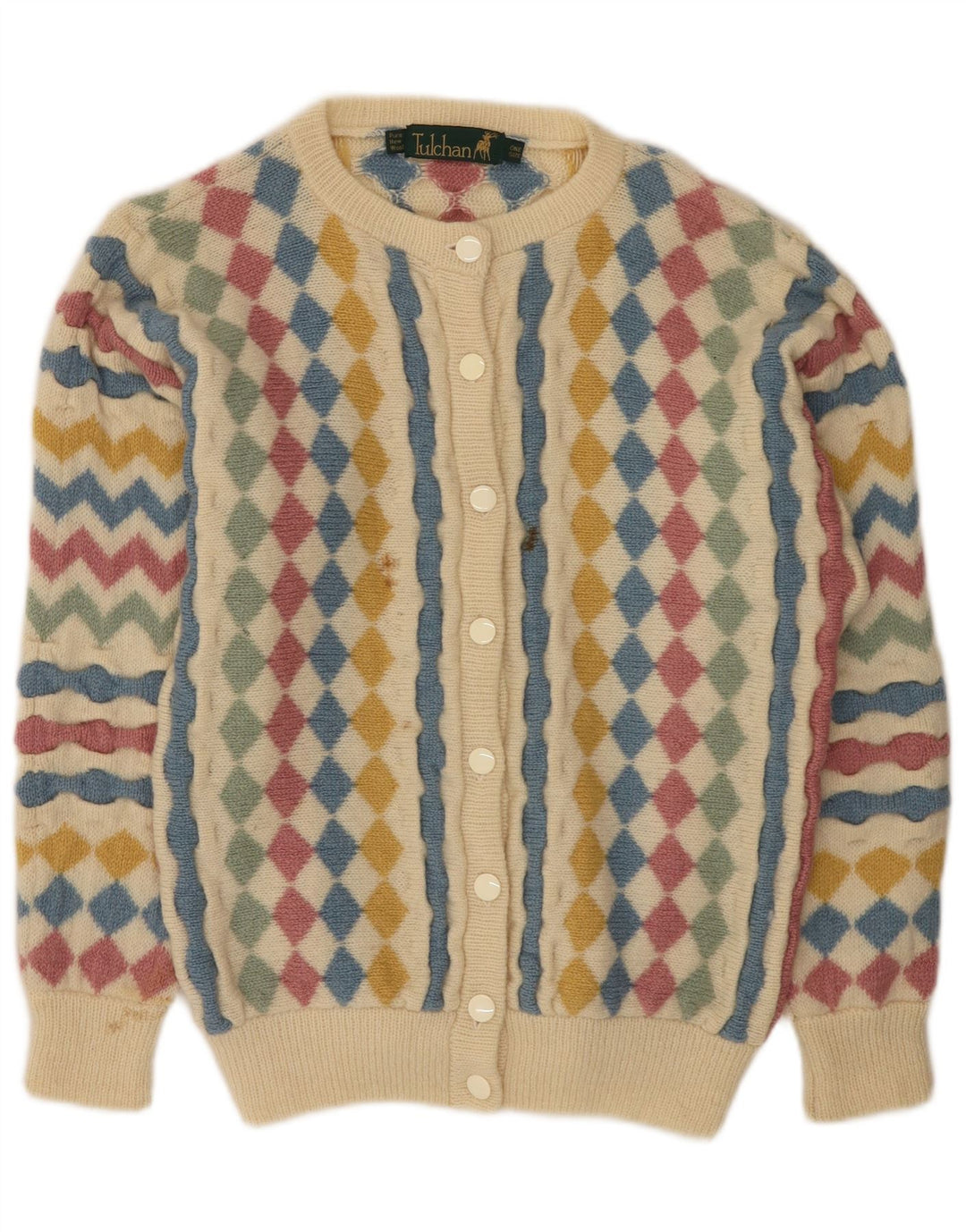 Pulover cardigan pentru femei Tulchan, mărime unica, bej, lână nouă argyle/diamond