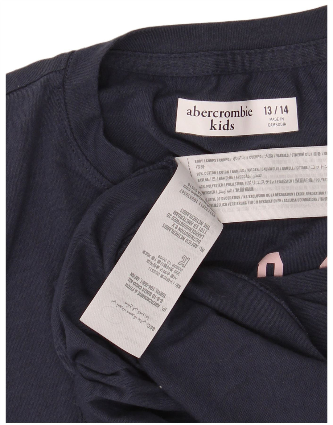 ABERCROMBIE & FITCH Tricou cu grafic pentru fete Top 13-14 ani Bumbac bleumarin
