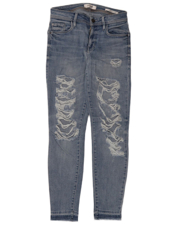 Blugi skinny pentru femei Guess Curve X Distressed W26 L28 Bumbac albastru