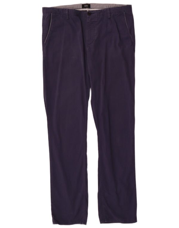 Pantaloni chino drepți pentru bărbați Hugo Boss IT 52 XL W36 L32 bumbac bleumarin