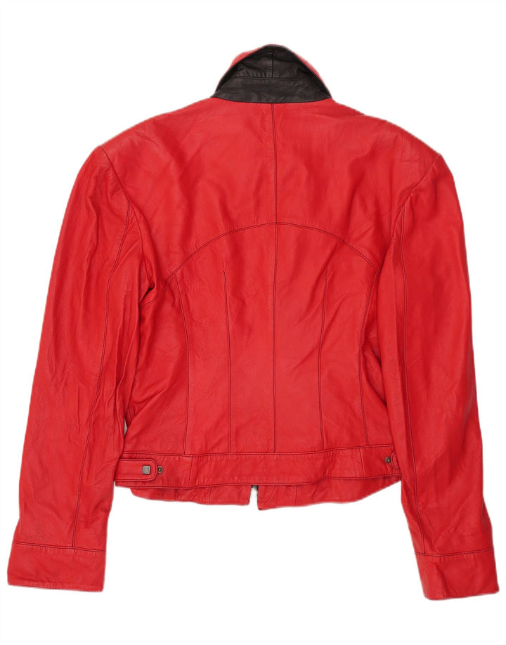 David 2 Jachetă de piele pentru femei UK 14 Medium Red Colorblock Piele