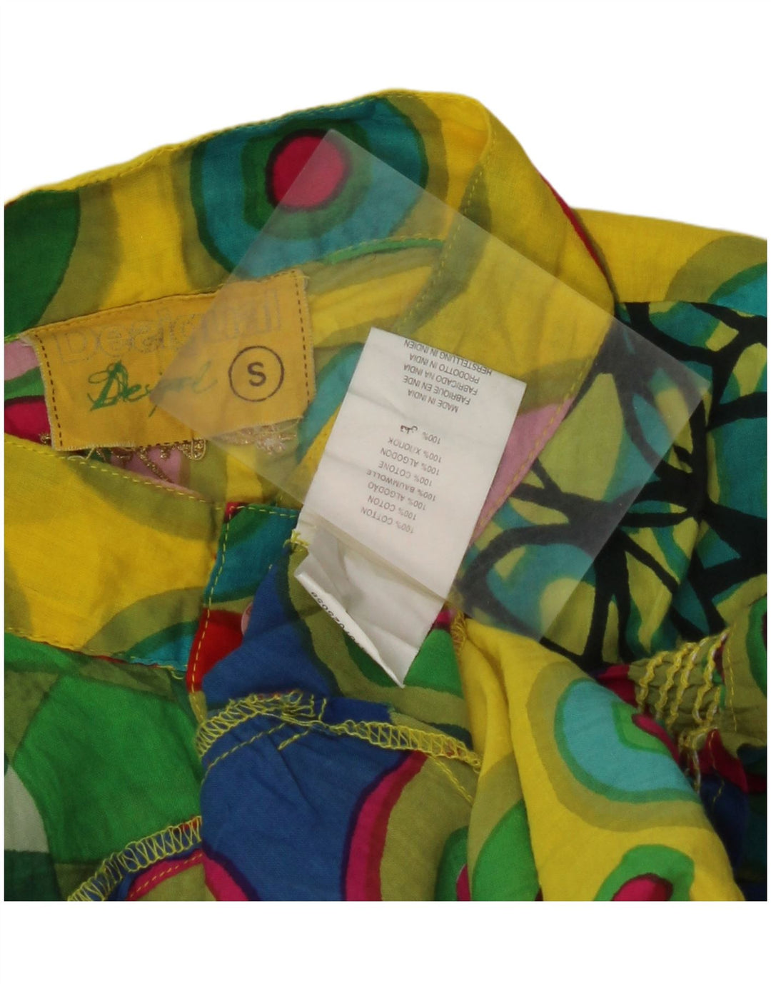 Bluză pentru femei DESIGUAL UK 10, bumbac geometric multicolor mic