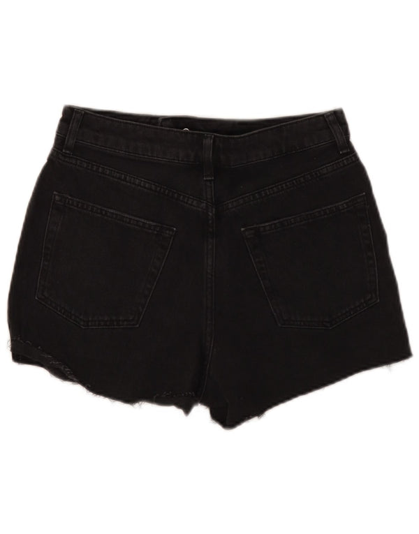 Pantaloni scurți din denim învechit pentru femei Topshop Mom UK 10 Small W28 Bumbac negru