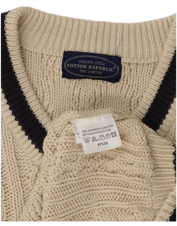 Pulover pentru bărbați Cotton Republic, cu decolteu în V, din bumbac alb mediu