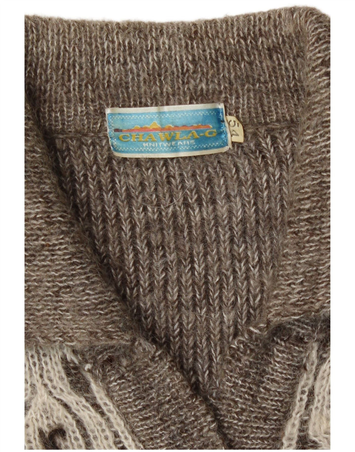 Pulover Cardigan Vintage pentru Damă IT 54 3XL Gri Geometric