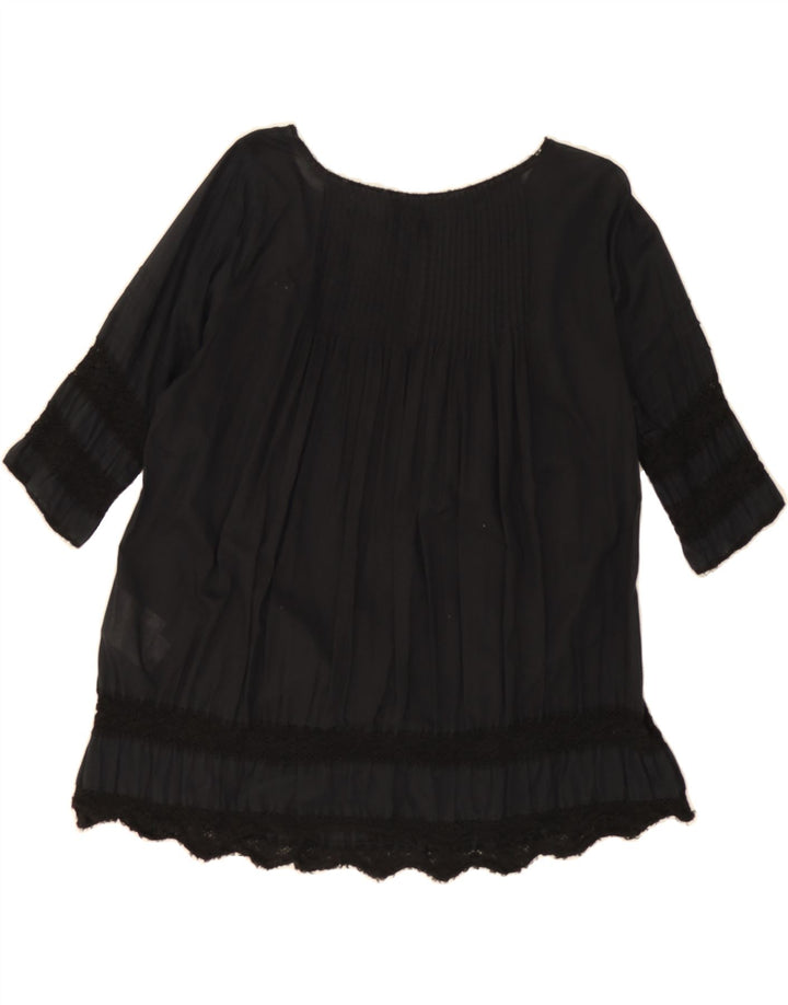 REPLAY Womens 3/4 Sleeve Blouse Top UK 12 Medium Black Cotton Vintage Replay and Second-Hand Replay from Messina Hembry 