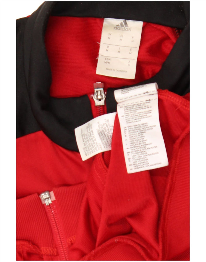 Jachetă de trening pentru bărbați Adidas, roșu mediu, poliester color bloc