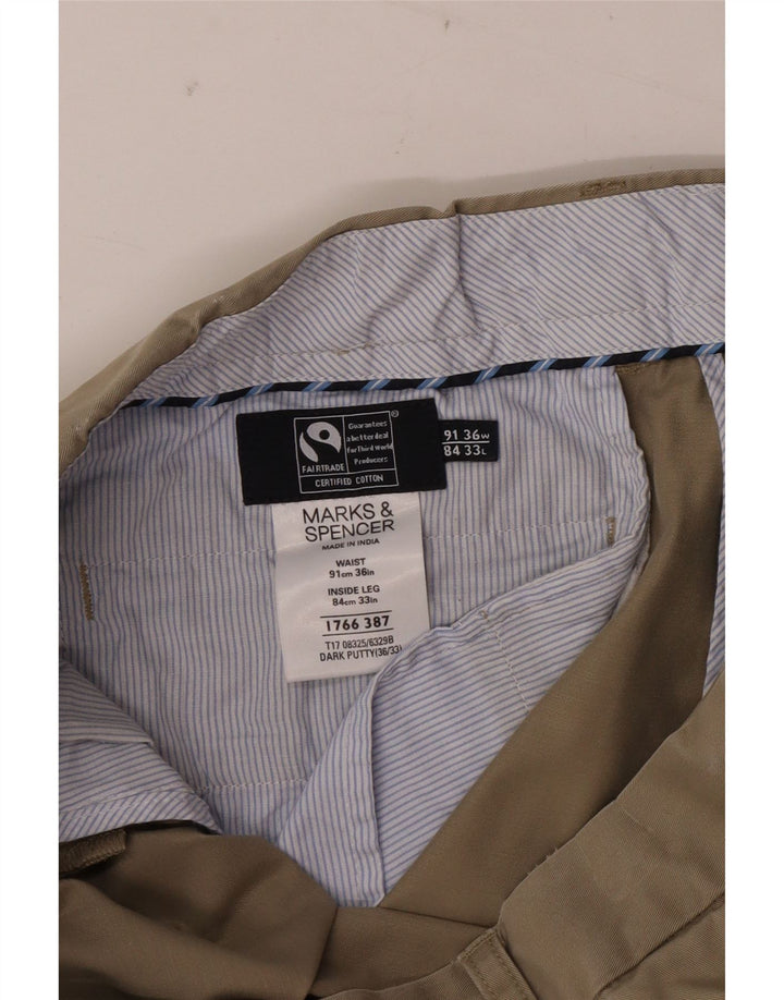 Pantaloni de costum pentru bărbați Marks & Spencer L36 L33, bej, bumbac
