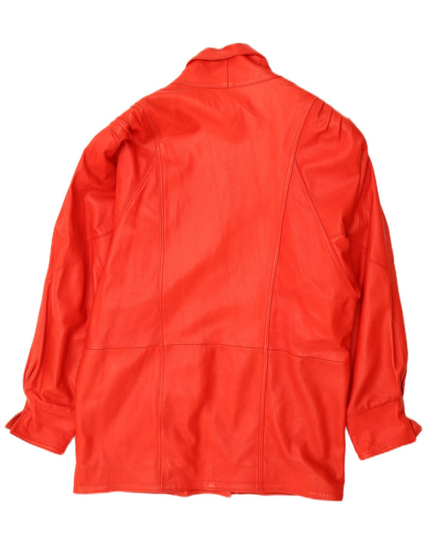 Palton supradimensionat din piele vintage pentru femei UK 18 XL roșu