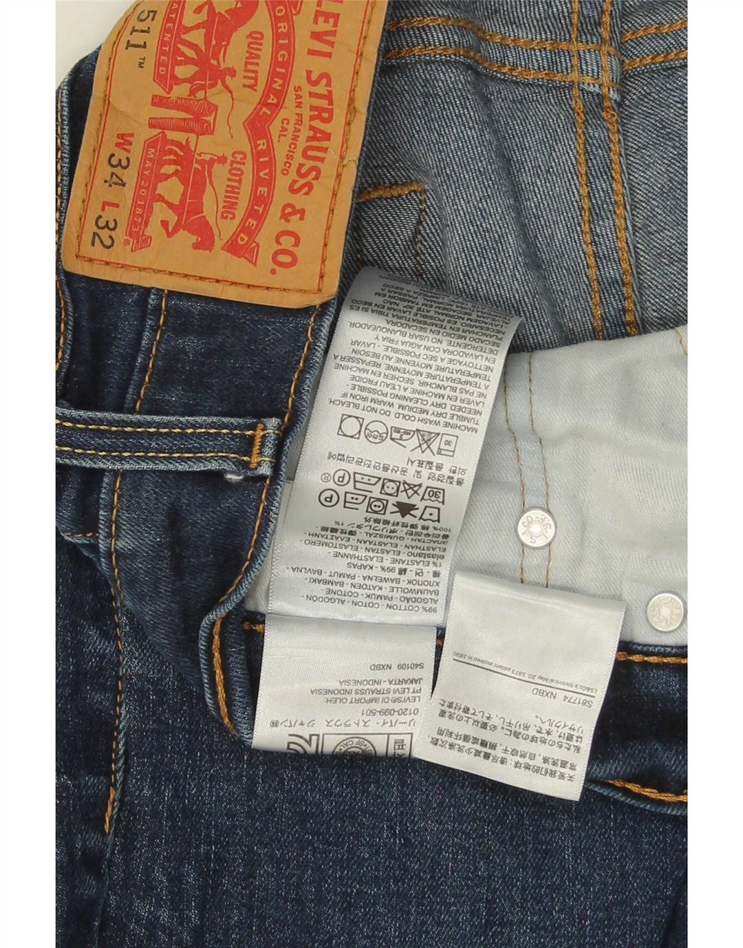 Blugi pentru bărbați Levi's 511 Slim W34 L32 Bumbac bleumarin