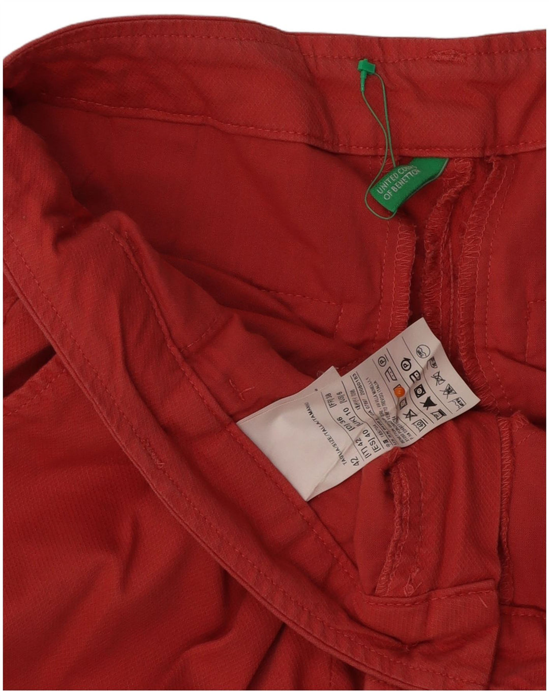 BENETTON Pantaloni tăiați drept pentru femei UK 10 Small W31 L25 Bumbac roșu