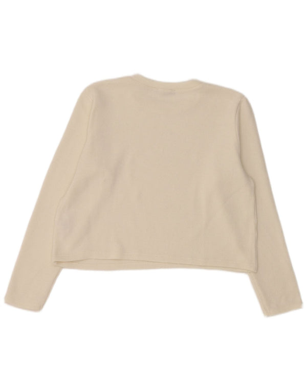 Crop Top pentru femei Zara cu mânecă lungă UK 14 Poliester alb mediu