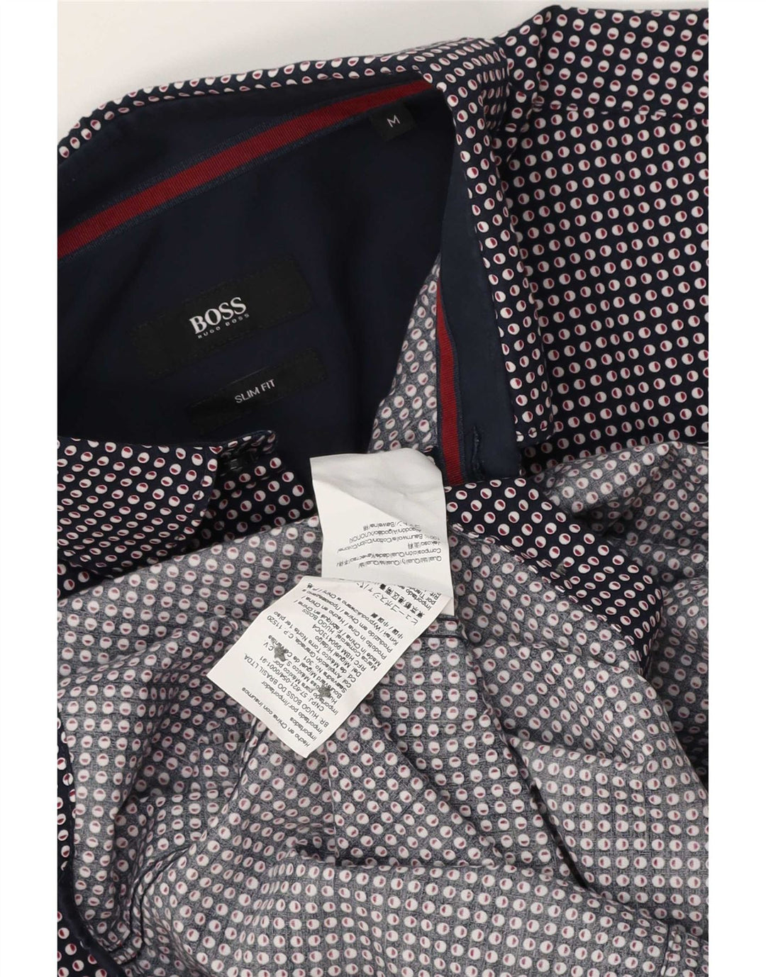 Cămașă pentru bărbați Hugo Boss Slim Fit, bumbac cu pete, albastru bleumarin mediu