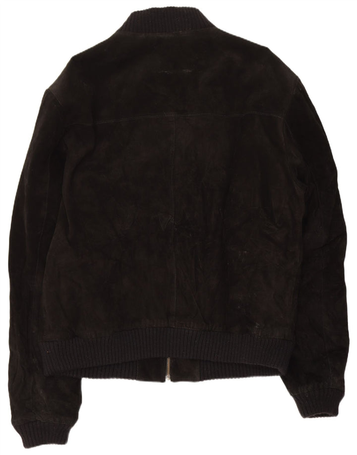 Bomber vintage pentru bărbați din piele intoarsa UK 44 2XL din piele neagră