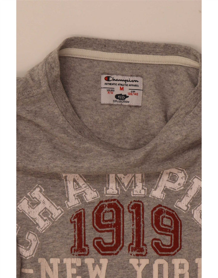 Tricou grafic Champion pentru băieți Top 9-10 ani, mediu gri cu pete