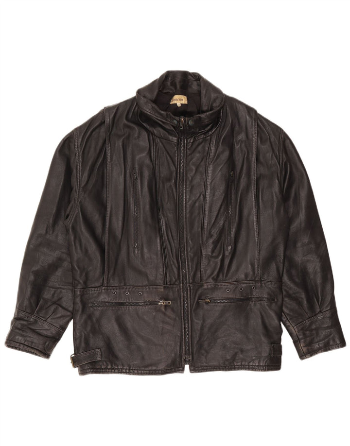 Jachetă de piele vintage pentru bărbați IT 48 Medium Black Miel