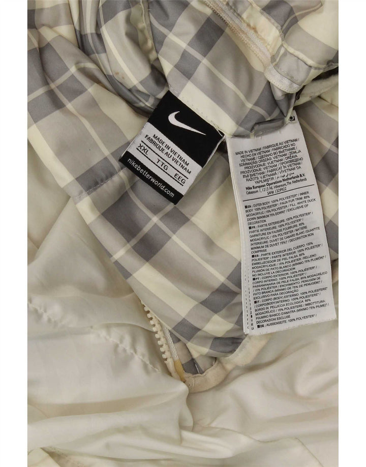 Jachetă căptușită reversibilă cu glugă Nike pentru bărbați UK 44 2XL, poliester cu check alb