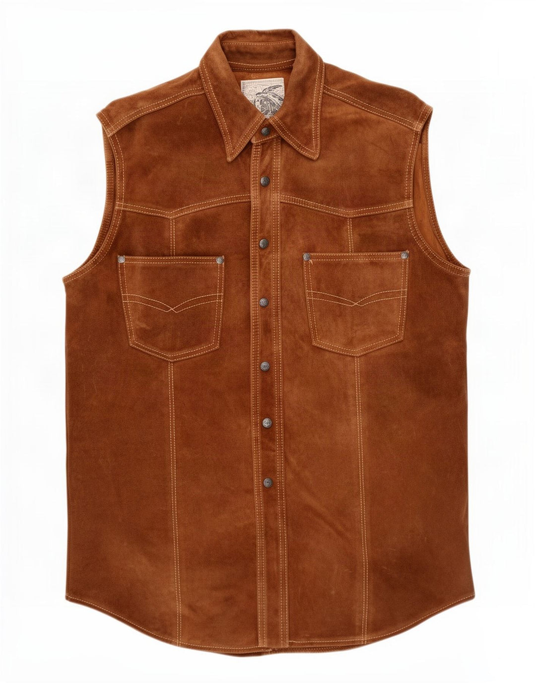 Gilet vintage pentru bărbați din piele intoarsa UK 36 mic maro