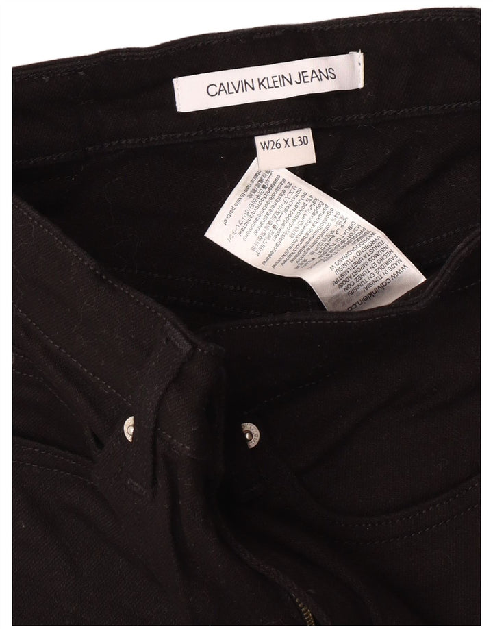 CALVIN KLEIN Blugi subțiri cu talie înaltă pentru femei W26 L30 bumbac negru