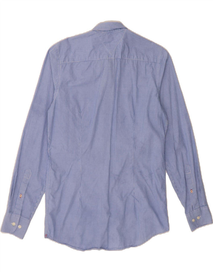 TOMMY HILFIGER Mens Slim Fit Shirt Small Blue Check Cotton Vintage Tommy Hilfiger and Second-Hand Tommy Hilfiger from Messina Hembry 