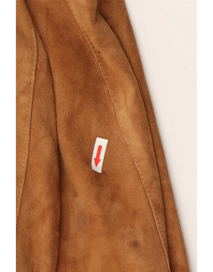 Jachetă Bomber Vintage pentru bărbați din piele intoarsa IT 48 Medium Beige Colorblock Piele
