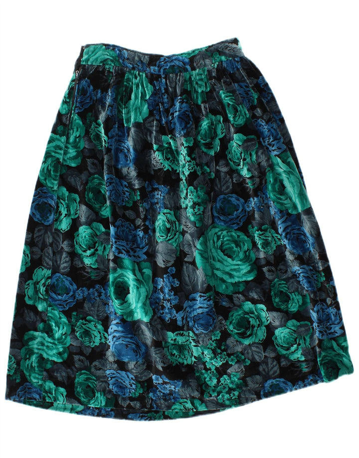 Fustă A-Line din catifea vintage pentru femei W28 Medium Multicolor Floral