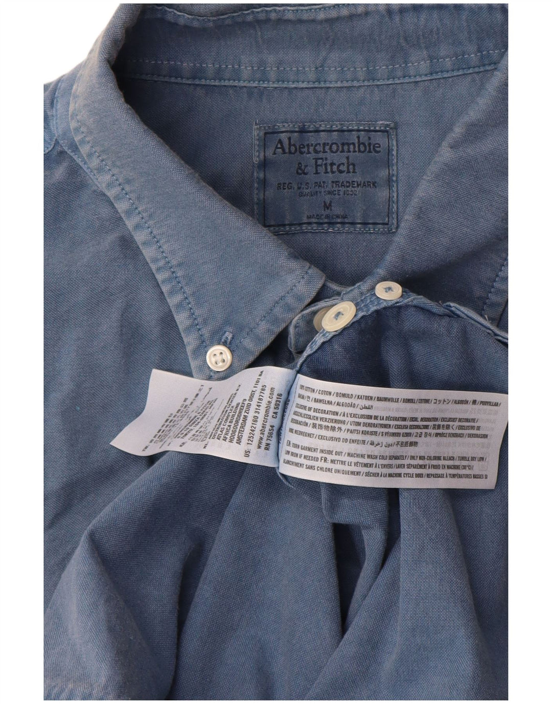 Cămașă pentru bărbați Abercrombie & Fitch, bumbac albastru mediu