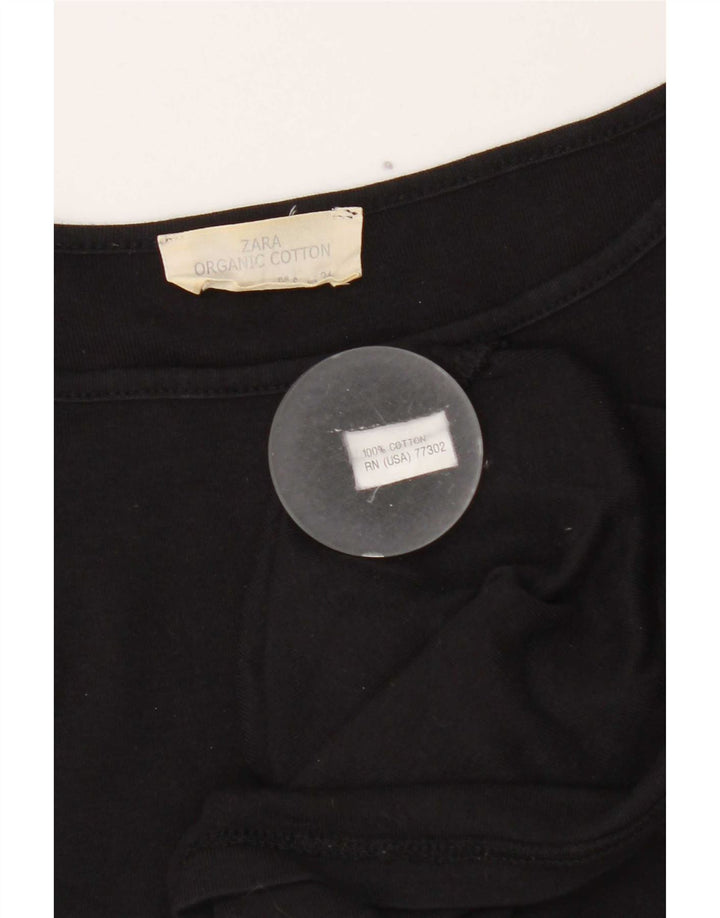 Top femeie Zara cu mâneci 3/4 UK 8 mic bumbac negru