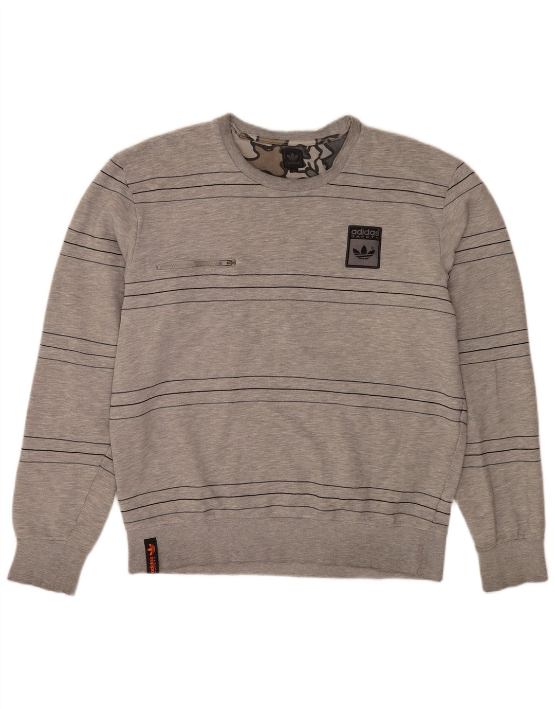 Hanorac pentru bărbați Adidas Jumper mare din bumbac cu dungi gri