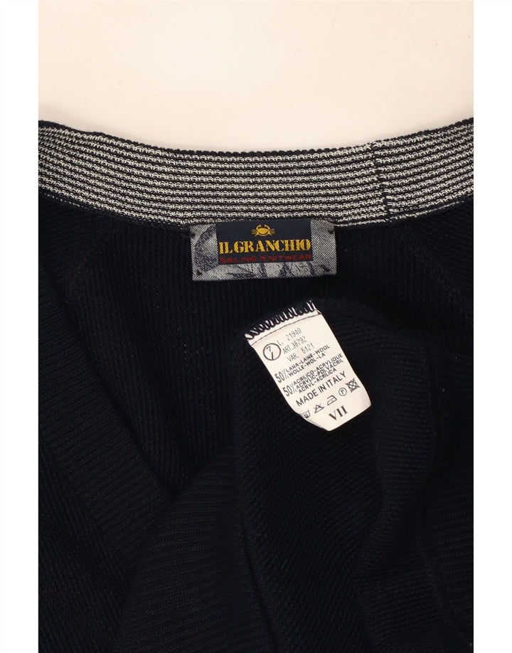Pulover cardigan bărbați Il Granchio Lână mare, albastru bleumarin