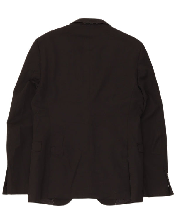 Zara Mens 2 Button Blazer Jacket EU 50 Medium Black Polyester