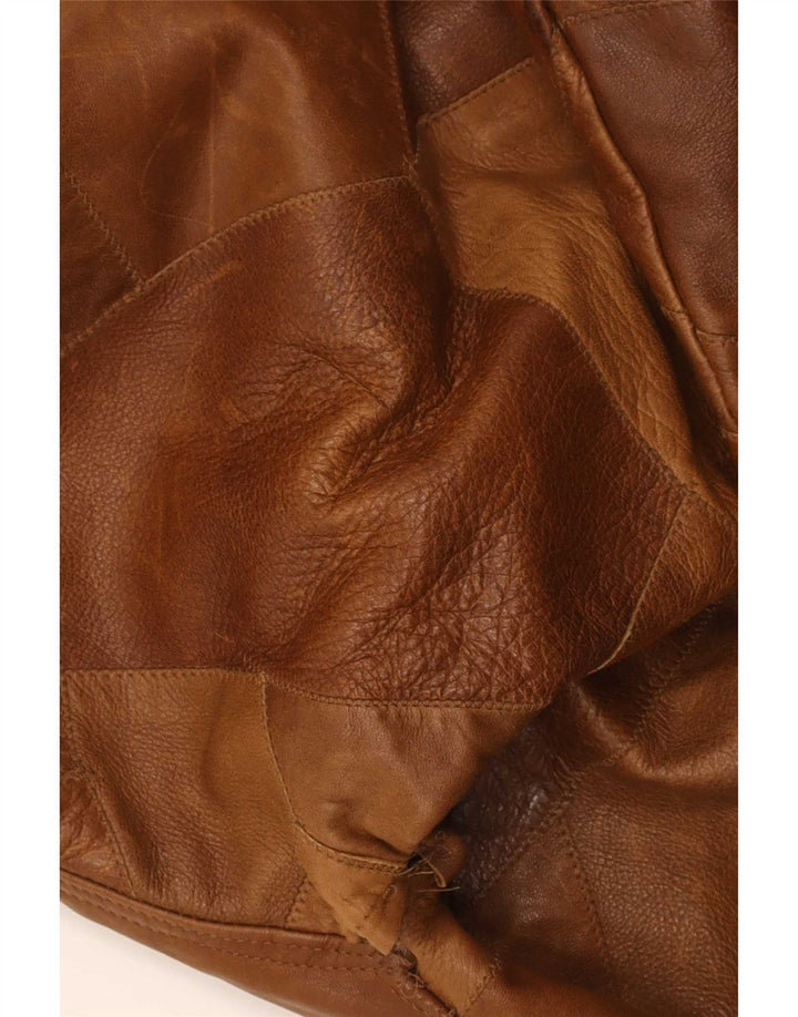 Jachetă de piele vintage pentru bărbați UK 42 XL din piele maro mozaică