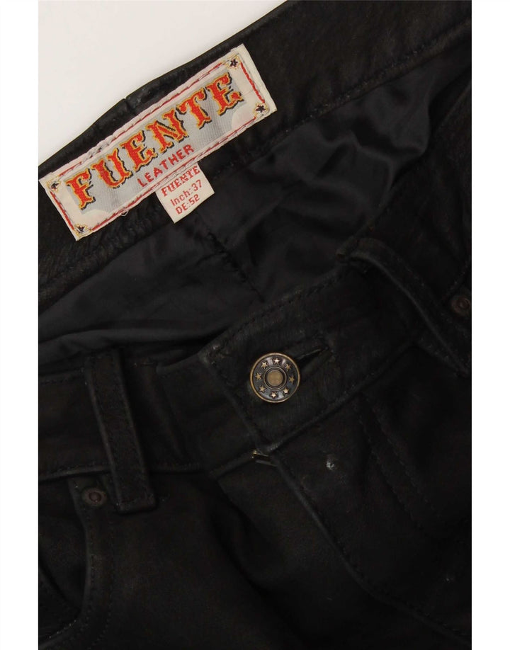 Pantaloni din piele pentru bărbați Fuente W37 L31 din piele neagră