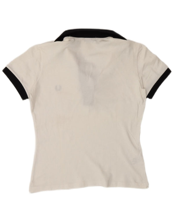 Fred Perry Tricou Polo Femei UK 14 Mare Bumbac Alb