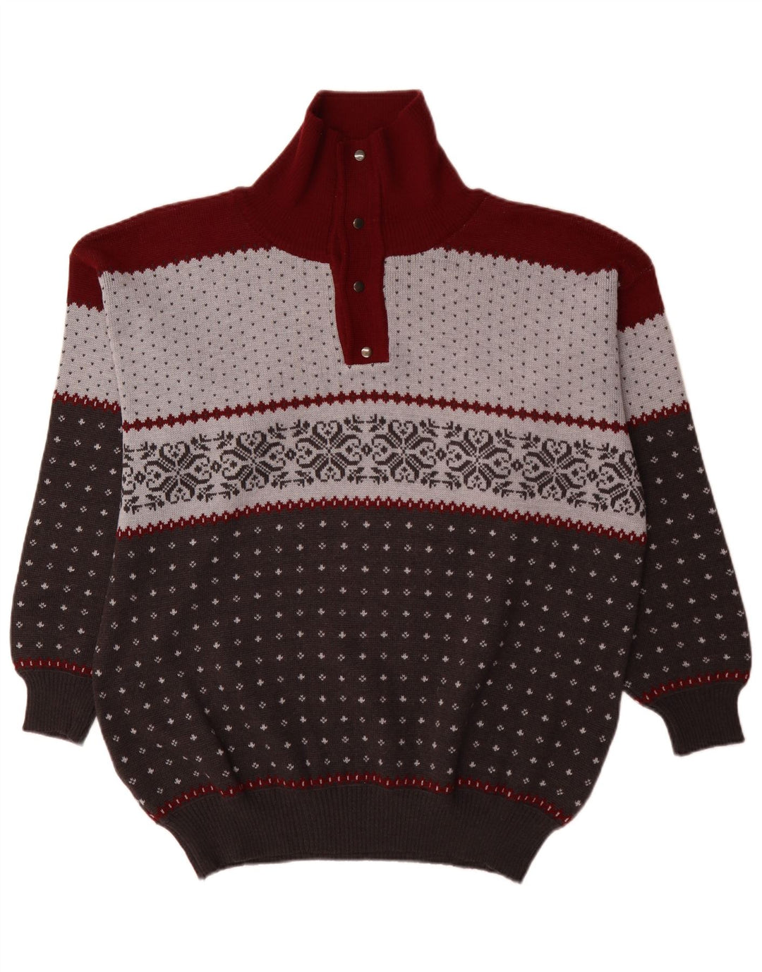 Pulover pentru bărbați Summit cu gât cu nasturi 3XL, lână Fair Isle, multicoloră