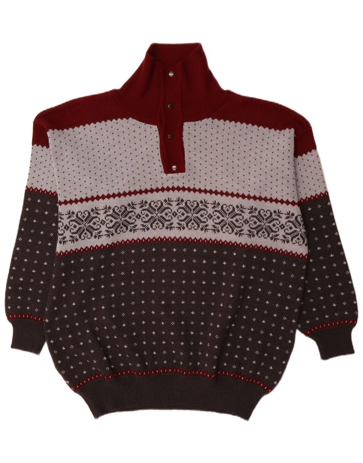 Pulover pentru bărbați Summit cu gât cu nasturi 3XL, lână Fair Isle, multicoloră