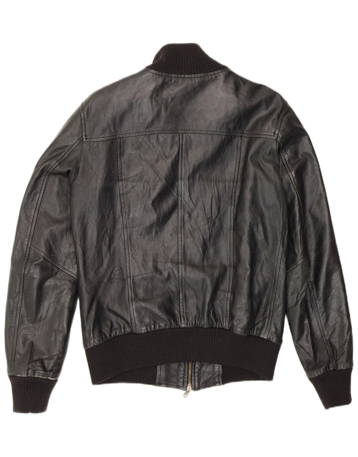 Jachetă de piele vintage pentru bărbați UK 36 Small Black
