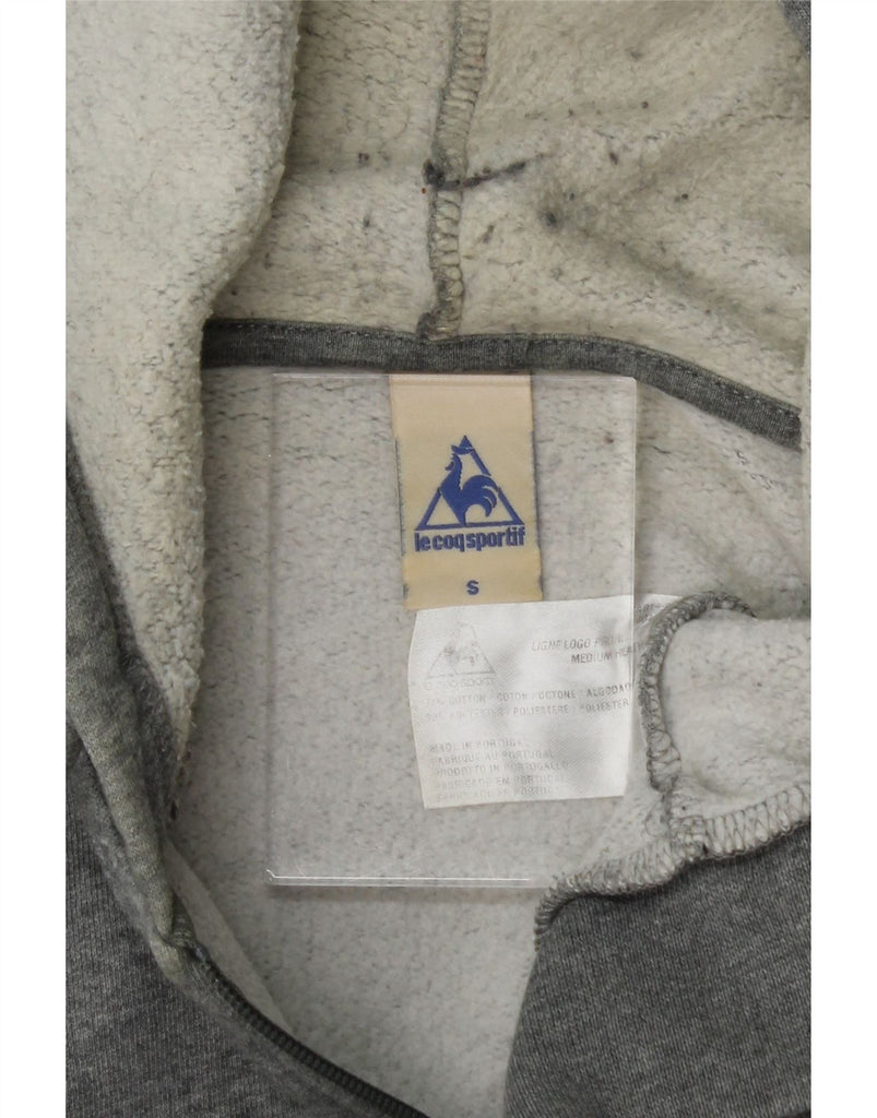 LE COQ SPORTIF Mens Graphic Zip Hoodie Sweater Small Grey Cotton Vintage Le Coq Sportif and Second-Hand Le Coq Sportif from Messina Hembry 