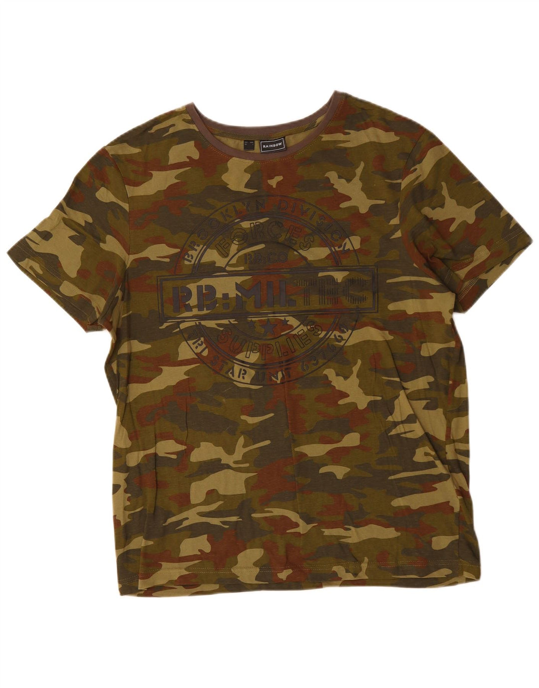 Tricou grafic pentru bărbați Rainbow Top mare, bumbac, camuflaj, kaki