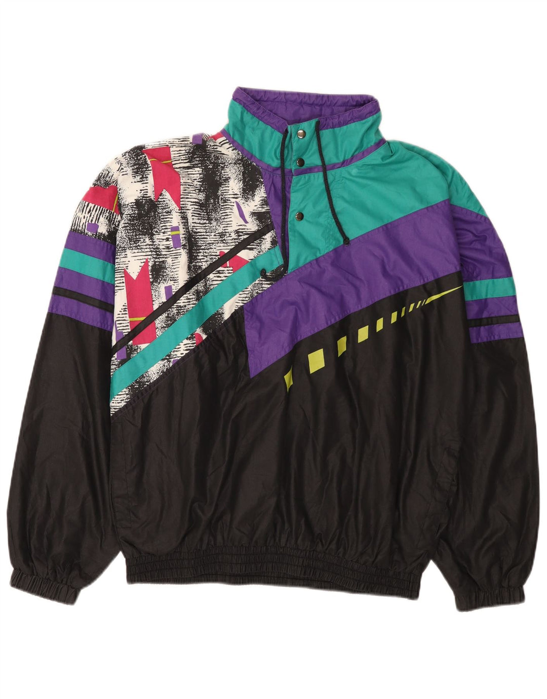 VINTAGE Trening pentru bărbați cu pulover Jachetă de top, mediu negru, color block